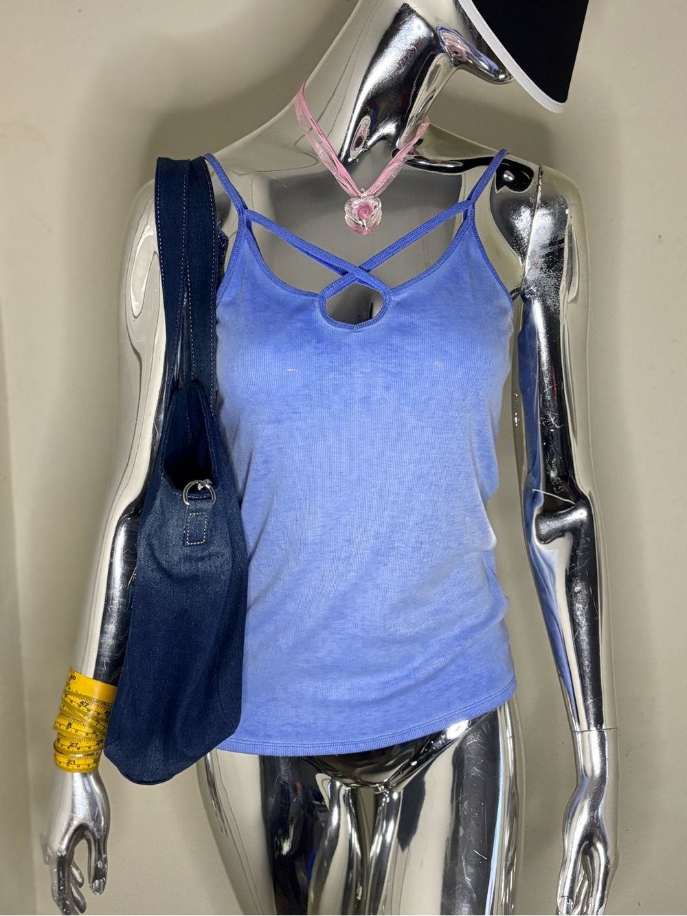 Mudd Light Blue Strappy Cami with Keyhole Accent